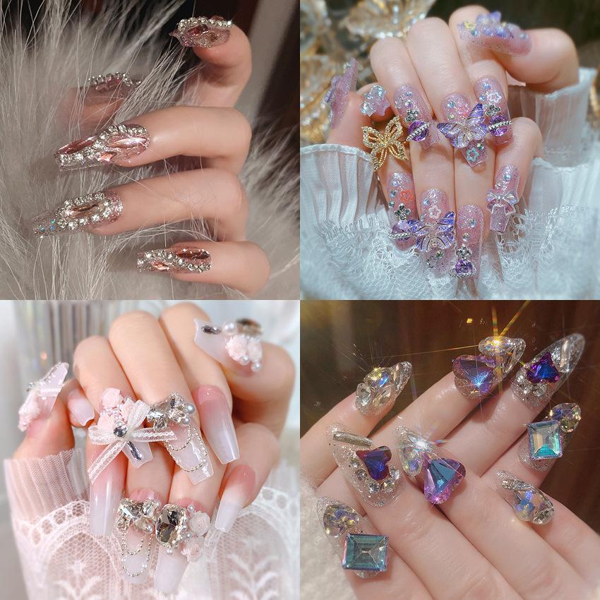 High-End Handmade Nail Art: Pure Desire Style Rhinestone Nail Stickers Collection.