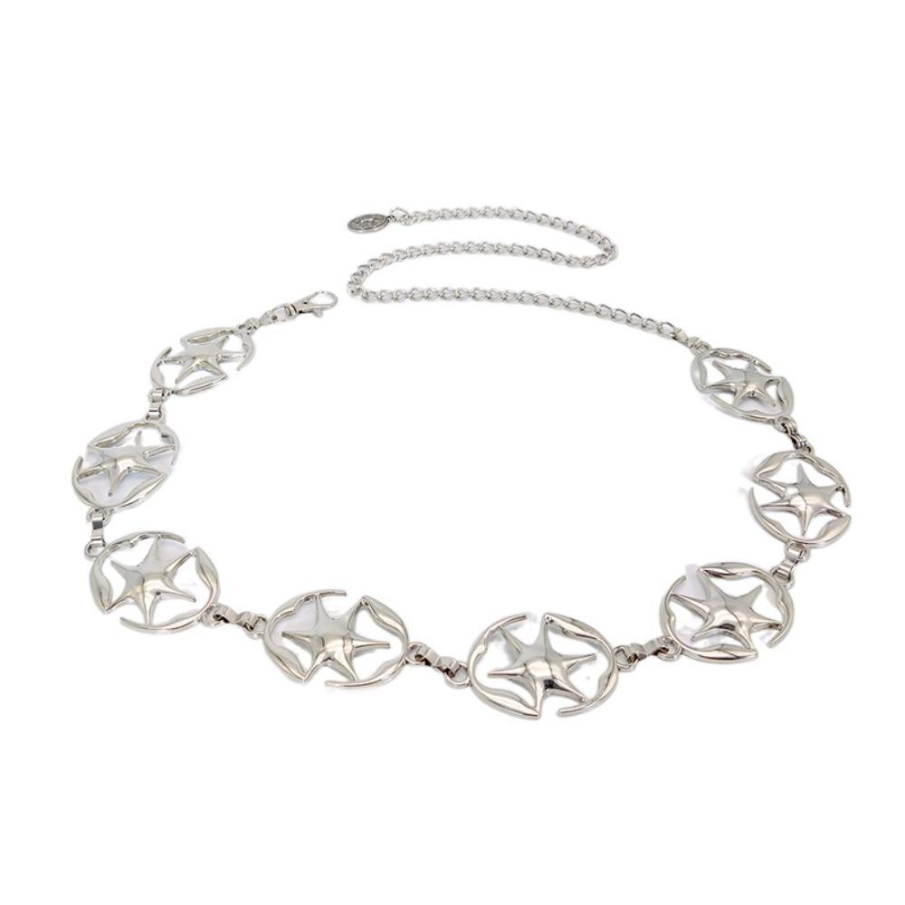 

Металевий поясний ланцюг Срібний пояс кончо Y2K стиль Ремінь для одягу Жіночий