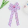 Printed Ribbed Band Long Ribbon Bow Hair Clip - Hot Selling Hair Accessory