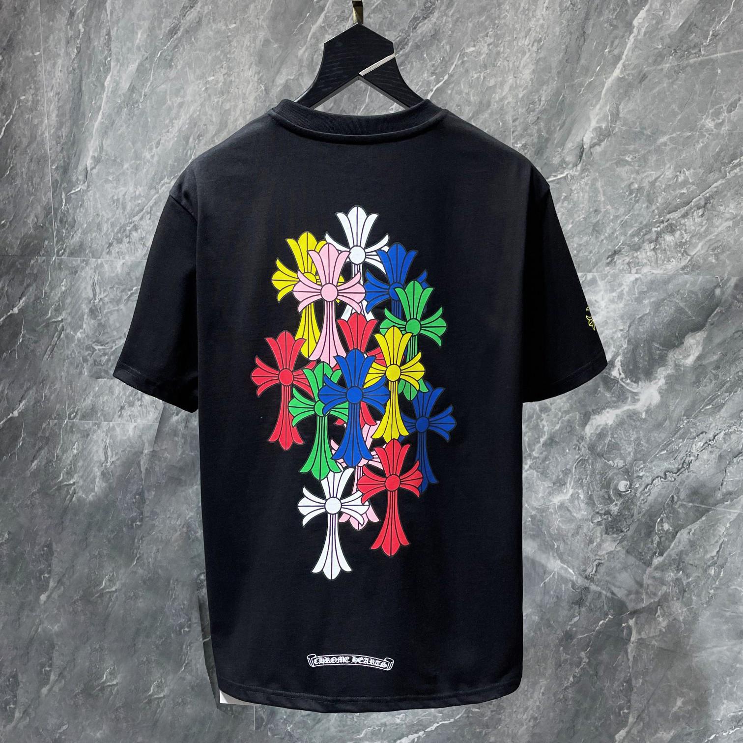

8505 CHROME HEARTS 2026 Літо Нова Високоякісна Бавовняна Круглий Виріз Вільна Великий Розмір Чоловіча та Жіноча Футболка Футболка для Пари XL чорний