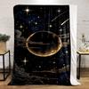 "Golden Moon and Starry Sky Design" Patterned Flannel Blanket Perfect for the Bedroom Living Room, Sofa, or a Little Nap