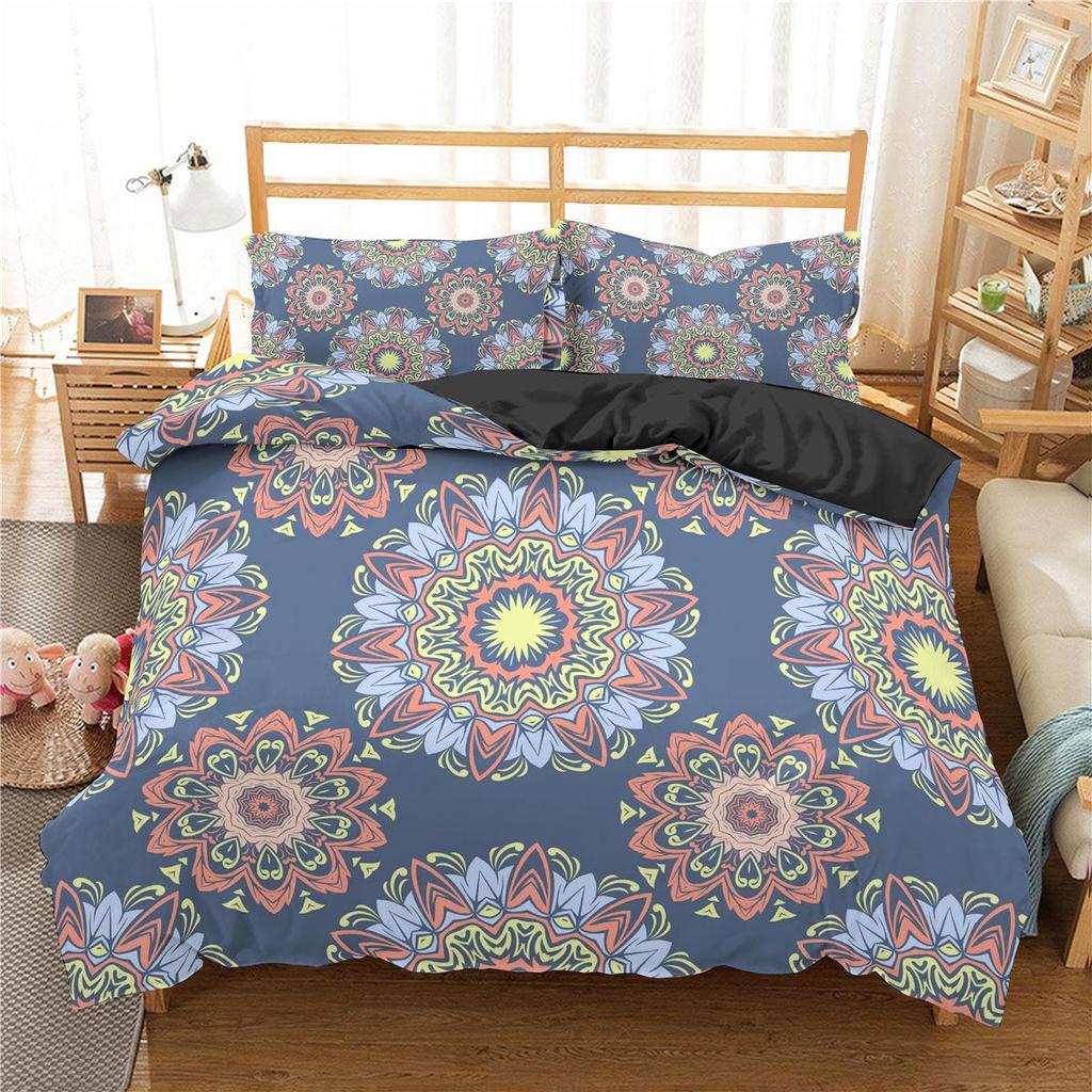 Mandala Duvet Cover Set Purple Gradient Mandala Culture Print Twin Bedding Set For Teens Microfiber Queen King Size Quilt Cover