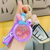Charming Bunny Floating Bottle Keychain Adorable Acrylic Accessory For Bags And Cars