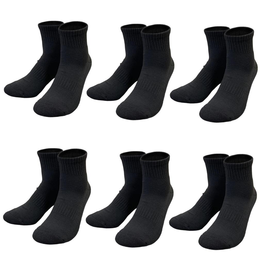 PUICK Thick Pile Sizes and White and Short for and Students 6-Pair Socks, 23-25cm, 25-27cm, 27-29cm, Mid-Length, Black, Length, School, Business,