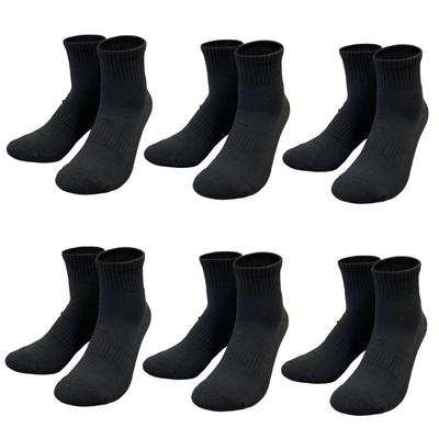PUICK Thick Pile Sizes and White and Short for and Students 6-Pair Socks, 23-25cm, 25-27cm, 27-29cm, Mid-Length, Black, Length, School, Business,