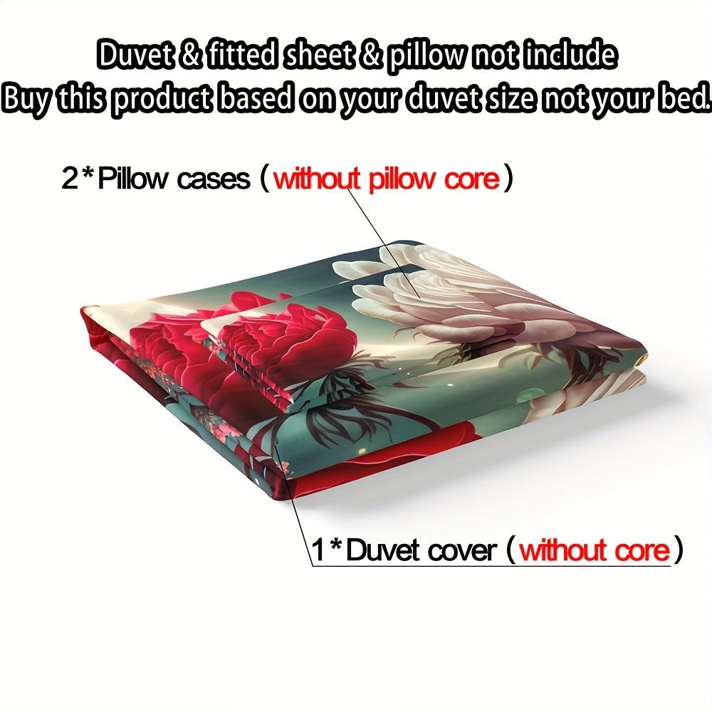 3pcs Bedding Se Rose Flower 3D Printed Duvet Cover Set 3D Digital Printed Bedroom Soft and Comfortable Breathable Bedding Set
