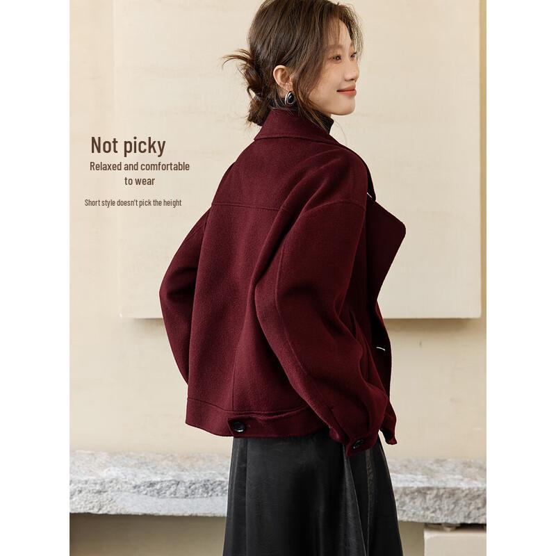 Women's Elegant 100% Wool Double-Faced Trench Coat