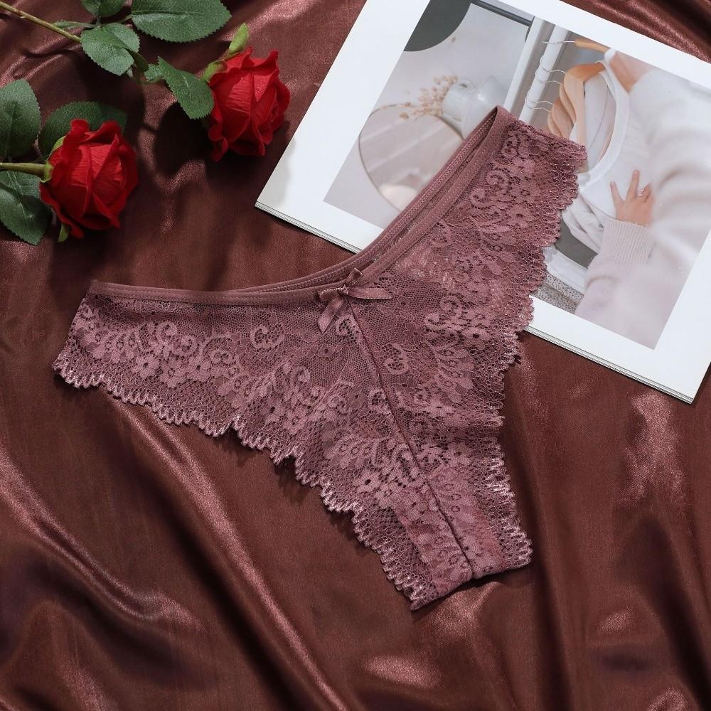Low Waist Women Lace Flower Briefs Cotton Crotch Floral Underpants Lace Thong Panties Underwear
