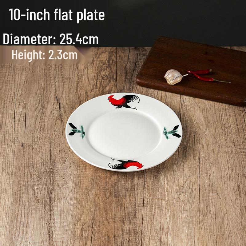 Rooster Series Traditional Oval Ceramic Fish Plate for Hotels & Restaurants
