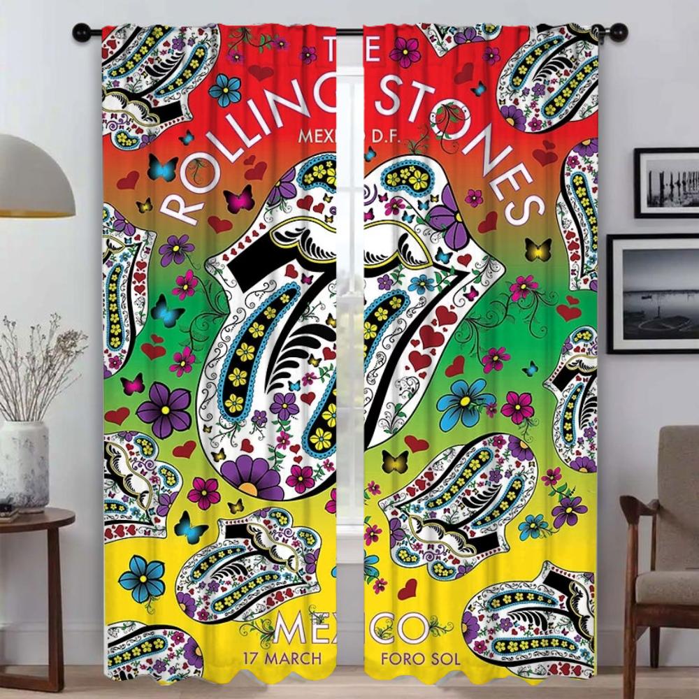 Window Curtain Room Panel Rolling Stones Halloween Decoration Living Curtains Partition Tulle Bedroom Modern Made Of Polyester Washable Sitting Ready