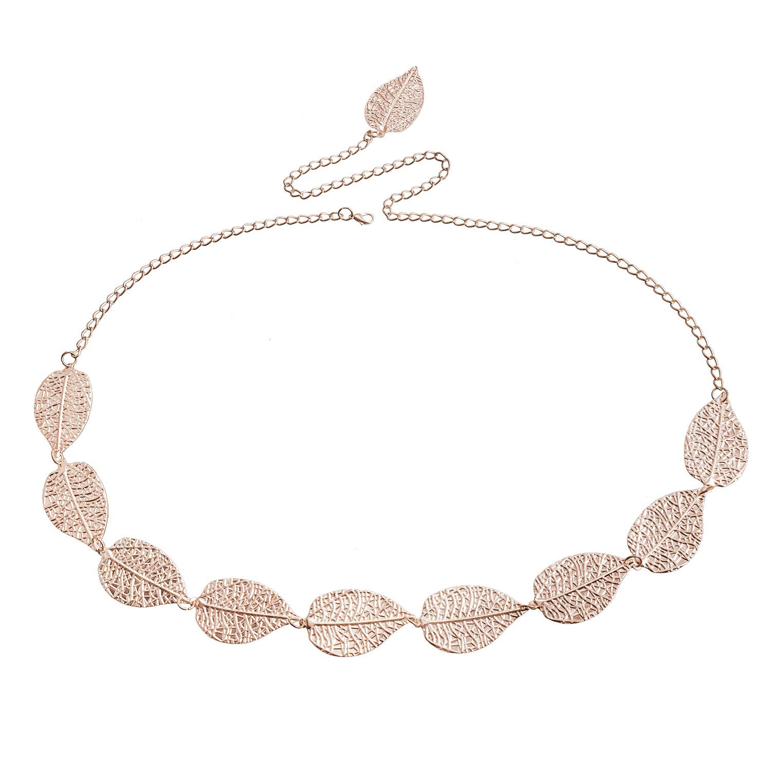 

Аксессуары Ретро Золотые Листья Тонкая Поясная Цепочка Декоративный Тонкий Пояс для Платья розового золота