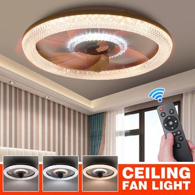 18W 48cm AC 220V Crystal Led Ceiling Fan Light Ceiling Fan with 3-color Lights WiFi Remote Control Modern Lighting Dimming Ceiling Light