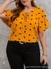 Heart Lace-up Plus Size Women's Pullover Shirt - Summer 2026 Collection, 5 Colors, Short-Sleeved