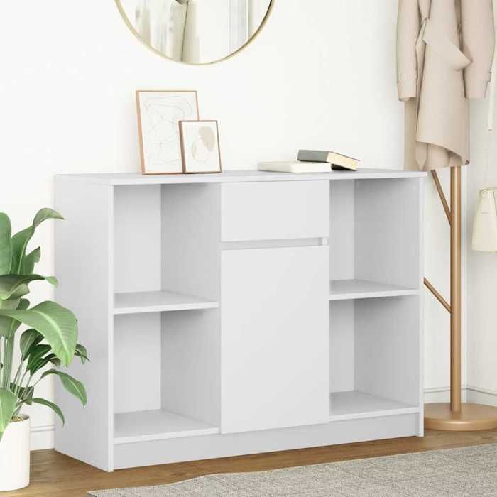 VidaXL Buffet avec tiroir blanc 101x35x76 cm bois d'ingénierie, meuble de rangement, buffet, meuble d'entrée, meuble buffet 861562