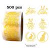 Party Decoration Golden Paper Easter Stickers Round Shape Self Adhesive Bunny Stickers Cartoon Design Egg Stickers Gift