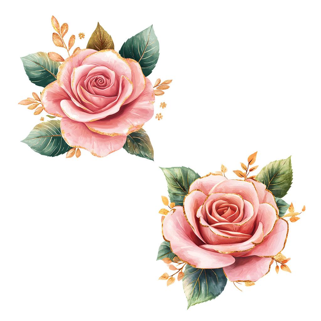 Luxury Gold Rim Floral Toilet Tank and Seat Decoration Sticker Self-Adhesive Easy Peel Removable for Bathroom WC