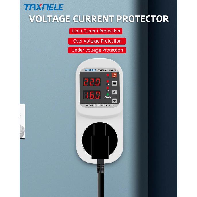 Automatic Voltage Current Protector Socket AC 220V 110V Adjustable 16A Power Surge Protector EU Plug Socket Safe Protect