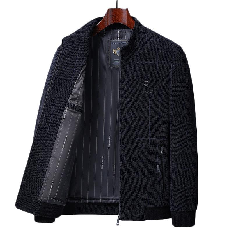 Men's Chenier Stand-up Collar Middle-aged Jacket Spring and Autumn New Men's Clothing Dad Business and Leisure Outside