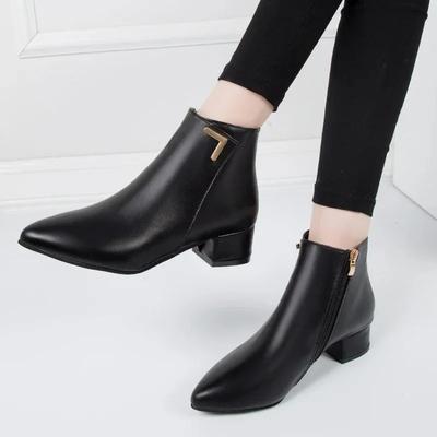 Women Spring and Autumn Single Boots  New Ankle Boots with Thick Heel British Boots for Women