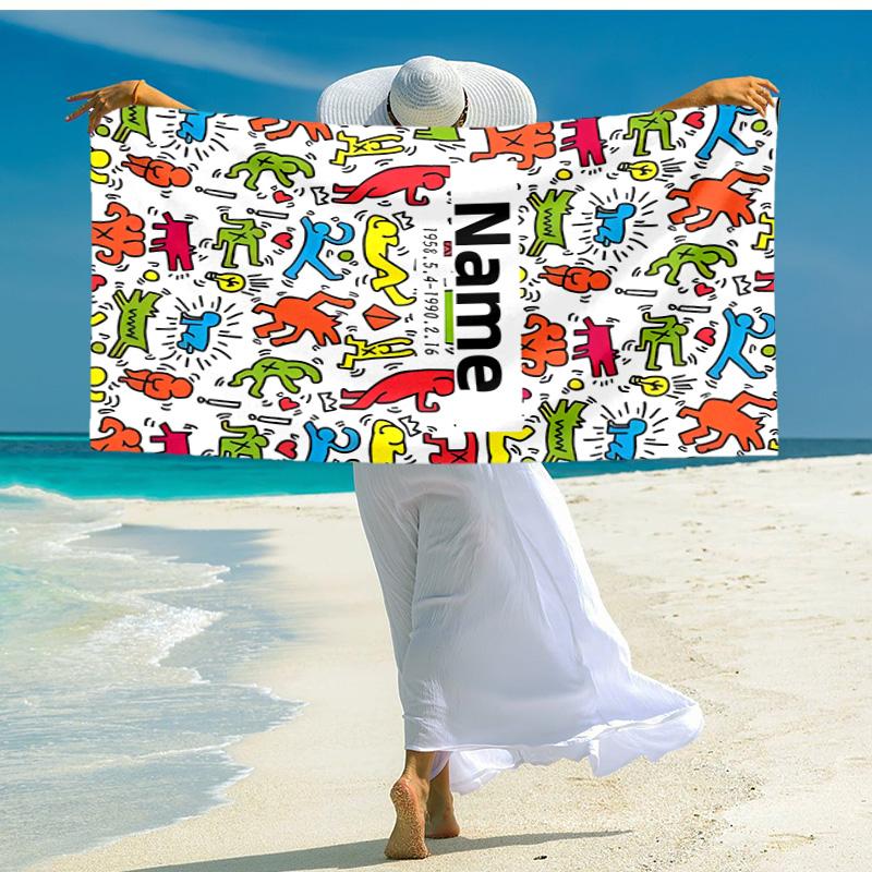 Personalized customized proof beach towel with Untitled Dance pattern - soft, absorbent,quick-drying,perfect swimming,camping&bathing