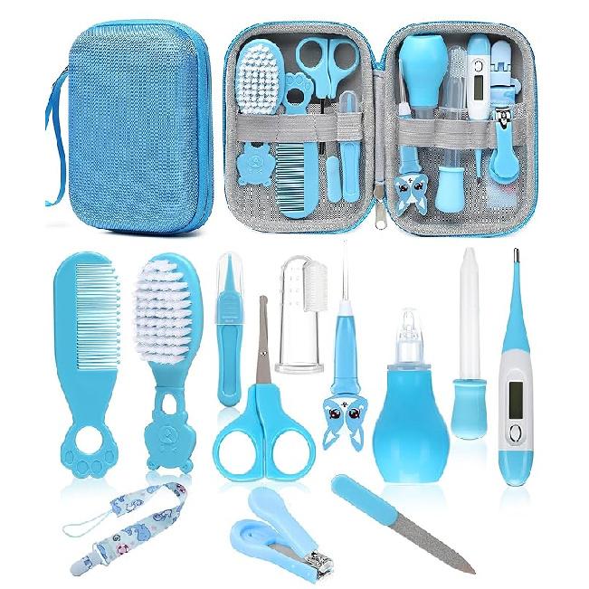 Baby Healthcare and Grooming Kit, Safety Newborn Nursery Baby Care Kit, with Hair Brush Comb, Nail Clipper, Thermometer, Pacifier Clip, Baby Registry