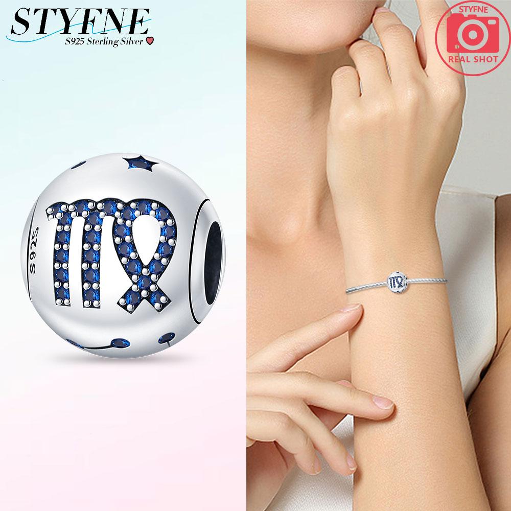 Perles exquises Gémeaux Zircon blanc Douze signes du zodiaque Breloques originales en cuivre S'adaptent au bracelet Femmes Cadeaux de vacances Anniversaire