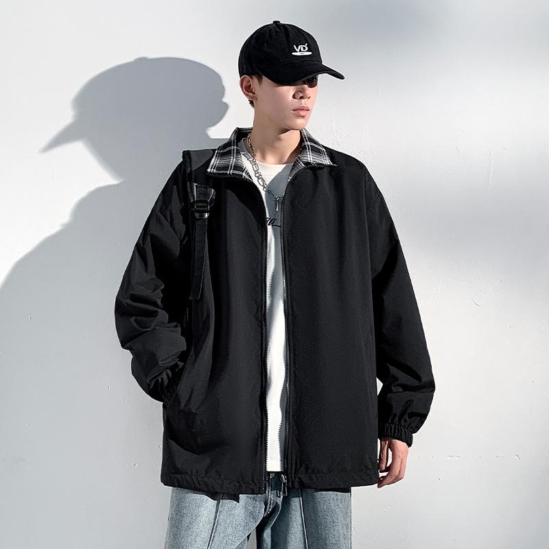 Jacket Men's Fashion Trendy Men's Casual Jacket Baseball Collar Jacket Closed Sleeves