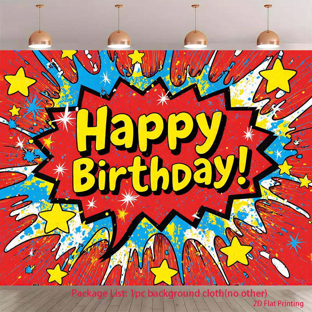 2D plane explosion birthday scene background fabric suitable for party decoration home decoration polyester fiber