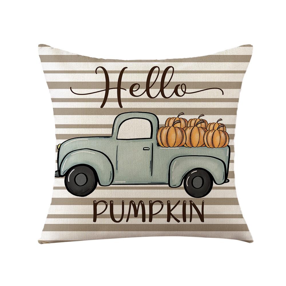 Autumn Thanksgiving Pillow Cover Pumpkin Sunflower Polyester Print Nordic Home Living Room Sofa Cushion Cover
