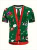 Fashion 3D Merry Christmas Printed Mens T Shirt Happy Santa Claus Xmas Christmas Trees Graphic Short Sleeves Top