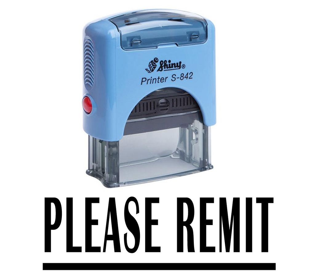 PLEASE REMIT Self Inking Rubber Stamp Custom Shiny Office Stationary Stamp