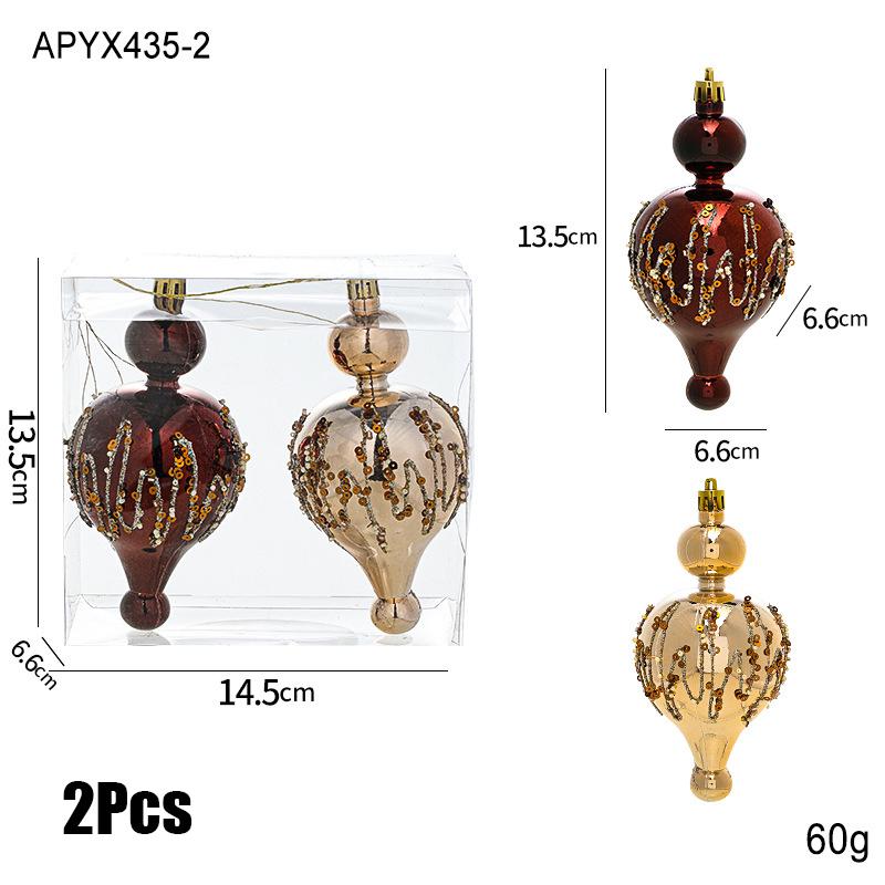 Creative Gorgeous Glitter High-End Christmas Ornaments Sparkling Champagne Brown Screw Christmas Tree Decor Hanging Accessories