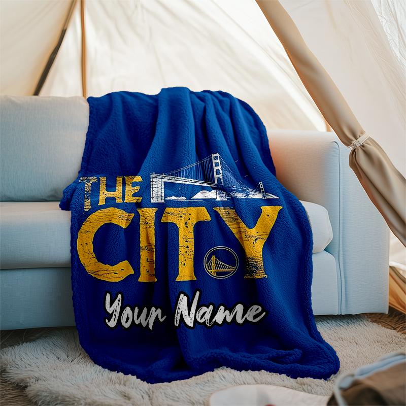 Custom Name Warriors Theme Printed Blanket - Perfect for Couch, Bed, Travel & Outdoor Use | Machine Washable, Cozy & Durable.