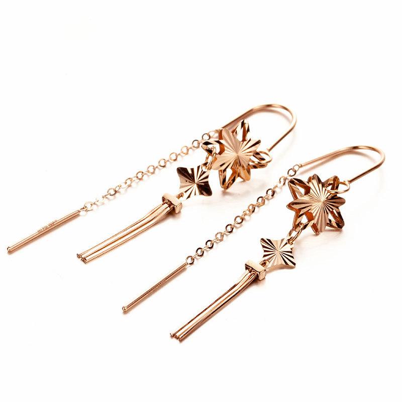 

Exquisite Rose Gold-Plated Purple Gold Russian Fringed Snake Bone Shiny And Exquisite 585 Color Gold Versatile Foreign Gas Earphones