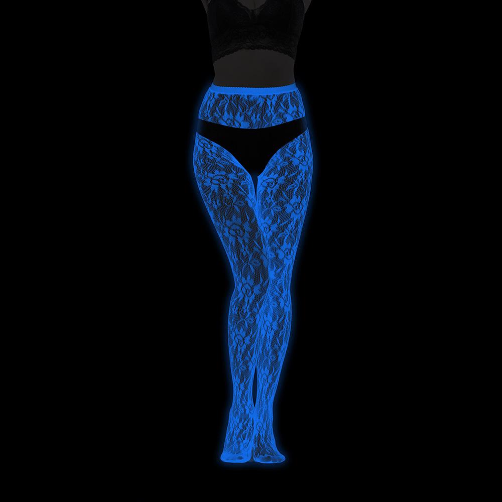 Night luminous leggings blue light pantyhose lace hollow luminous fishnet socks fluorescent sexy jacquard socks