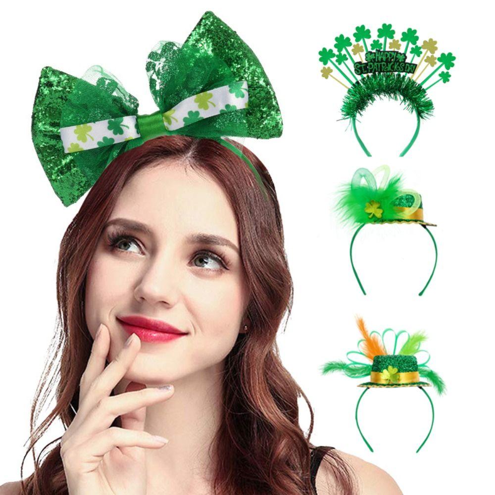 Festive Style ST. Patricks Day Headband Creative Shamrock Shape Shamrock Headband Portable Bow Headband Carnival Festival