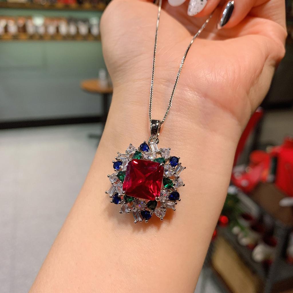 European and American popular rings imitation red treasure color matching stone creative pendant ring set main stone 12 * 12
