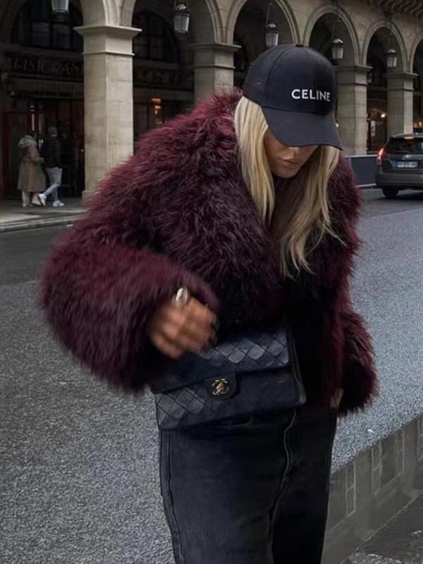 Medium-weight Fall/Winter Women's Coat Eco-friendly Faux Fur Short Coat