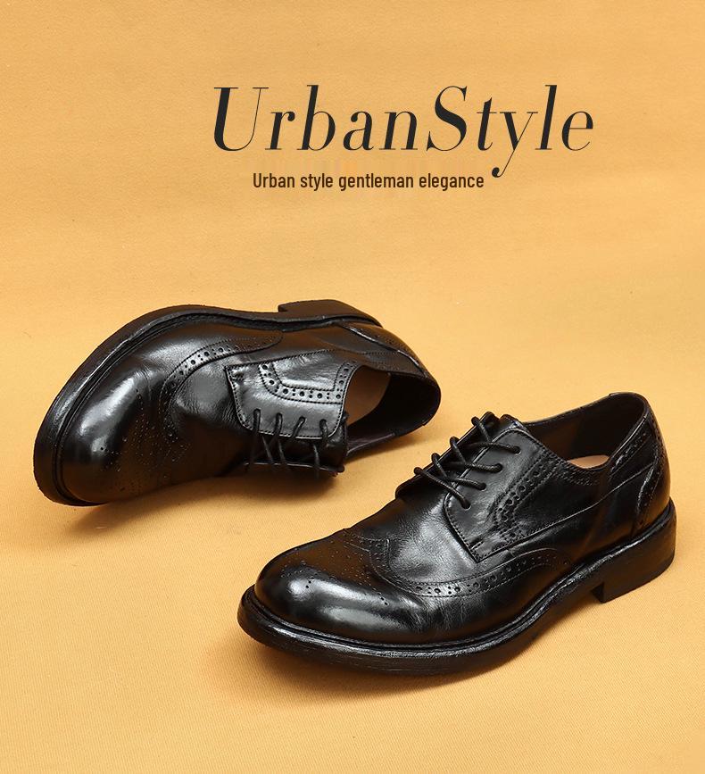 Exclusive Handmade Washed Leather Men's Retro Brogues
