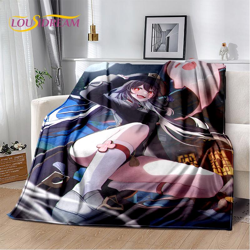 2025 New Cartoon Genshin Impact Character Solo Game Soft Blanket,Soft Throw Blanket for Home Bedroom Bed Sofa Picnic Child Gift
