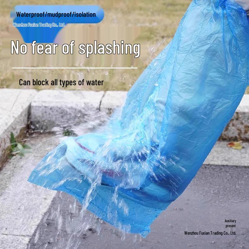 Wasserdichte Rutschfeste Transparente Plastiküberschuhe, Verdickt & Verschleißfest, Hochschaft Lange Stulpe Einweg-Regenschuhüberzieher