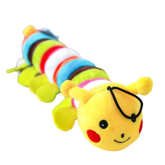 Plush Caterpillar Pet Toy Interactive Squeaky Pet Toy for Small Medium Dogs жёлтый