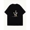 Cotton T Shirt White Pelican Cartoon Print Summer Casual Wear