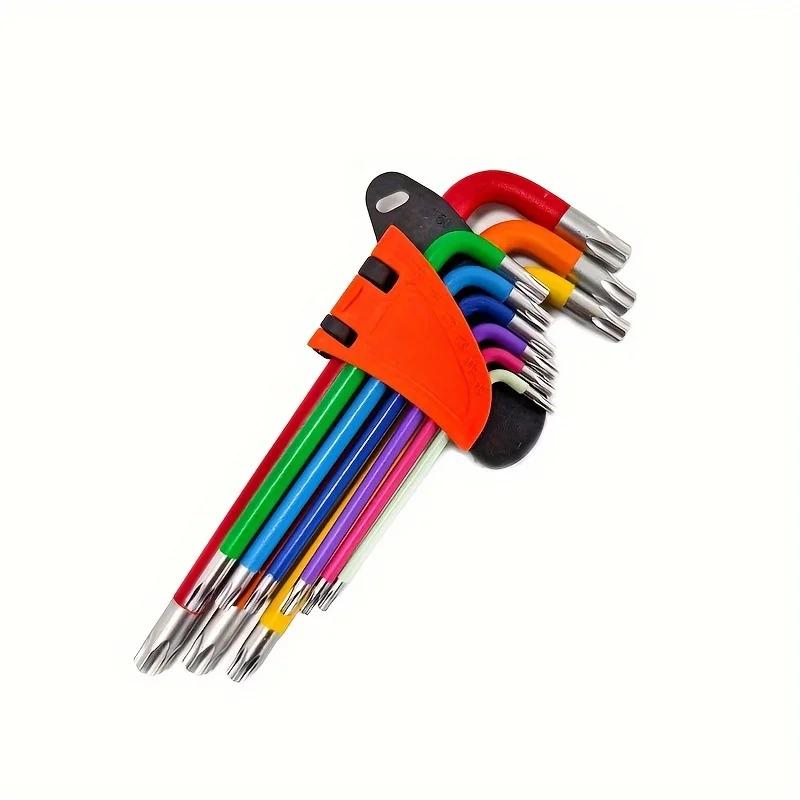 Unbrakonøkkelsett L-nøkkelsett for unbrakonøkkel 9 STK Sekskantnøkkelsett med lang arm 1,5 mm til 10 mm sekskantnøkkel Håndverktøy for sykkelreparasjon