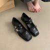Retro Square Head Shallow Mouth Single Shoes Women's 2025 New Small Leather Shoes Women's Thick Heel Mary Jane Shoes