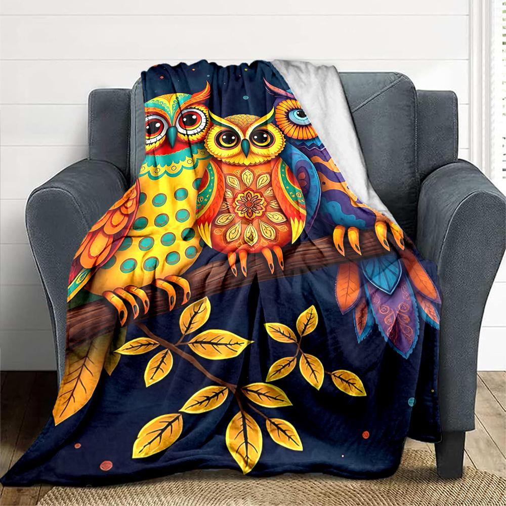 

1pc Colorful Owl Artwork Blanket Lightweight Blanket Throw Blanket For Sofa, Bed, Travel, Camping, Livingroom, Office, Couch, Chair yy251010096 100x150cm
