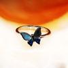 S925 prata micropavimentada espinélio azul natural concha branca borboleta anel animal jóias