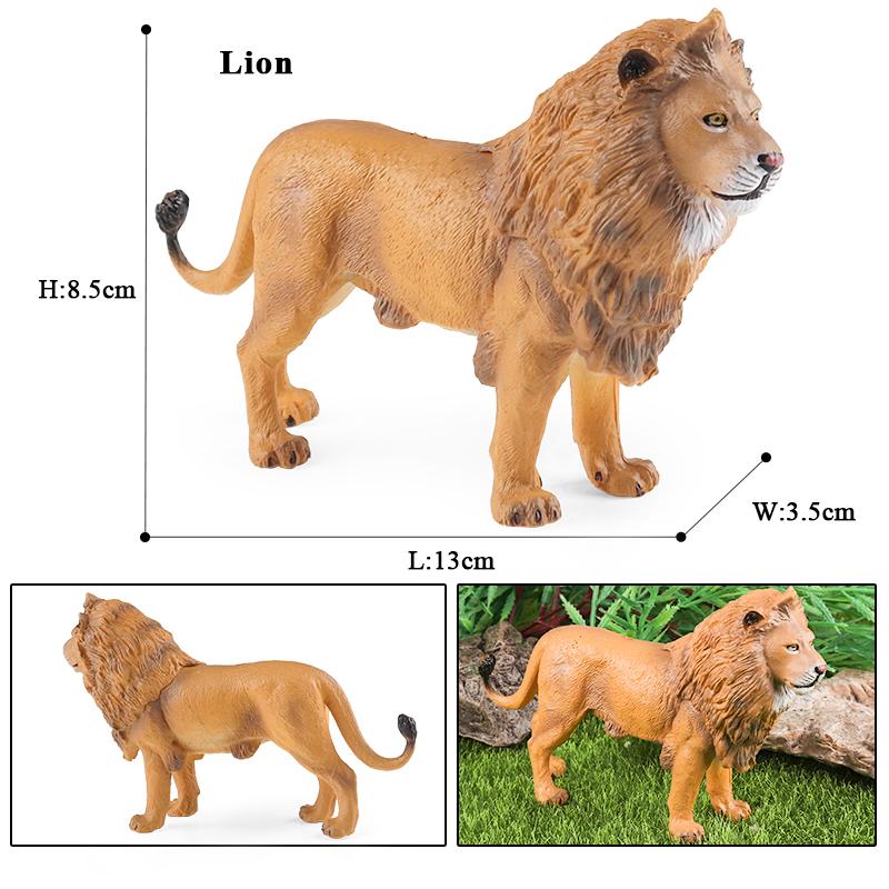 Oenux African Wild Animals Lion Tiger Yak Antelope Crocodile Zebra Black Panther Model Figurines Home Decoration Toy Kids Gift