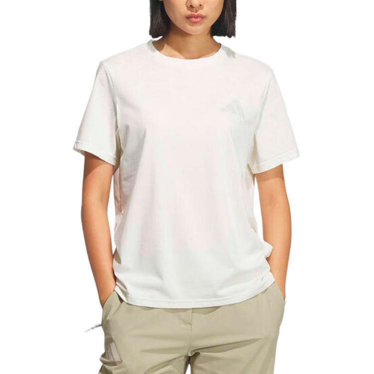 Adidas T Shirts Women's White Crew Neck Moderate KE3715