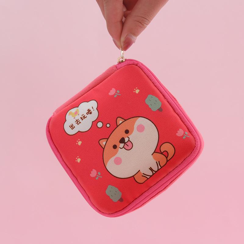 Portable Cute Sanitary Napkin Storage Bag - Cartoon Design for Menstrual Pads